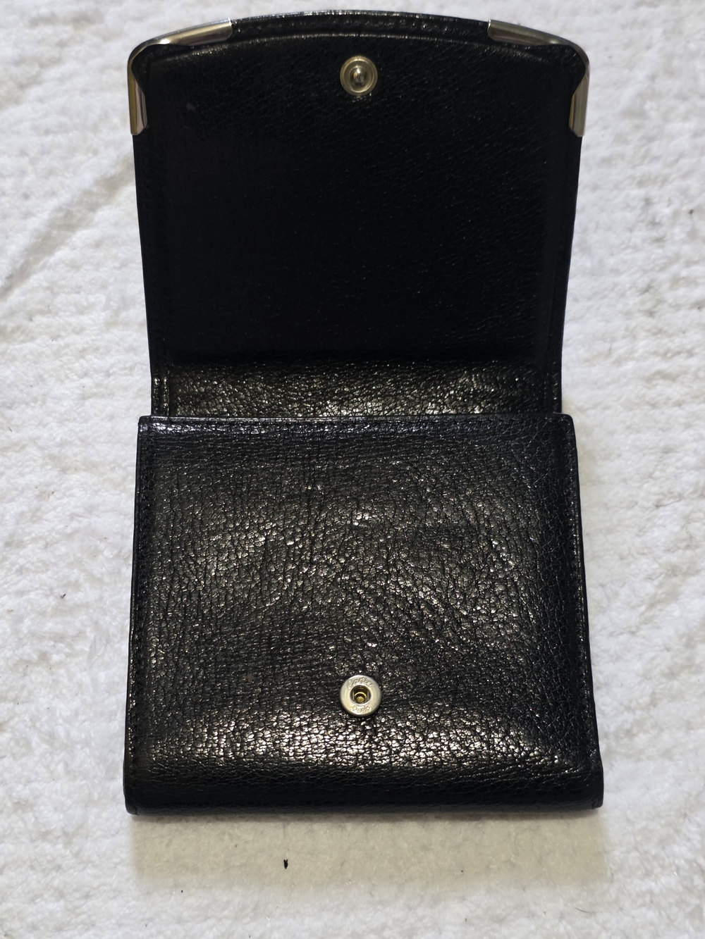 Cartier Black Leather Mens  Wallet with Silver Corner Accents Unisex - Picture 2 of 7